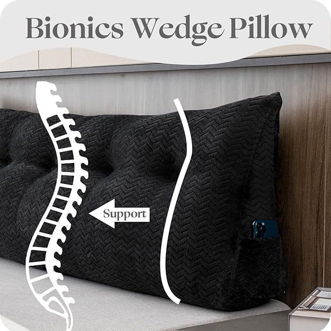 Large Bolster Triangular Headboard Wedge Backrest Positioning Support Bed Rest Reading Pillows Headboard Wedge Pillows for Day Bed with Removable Cover