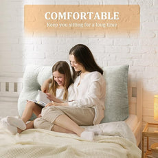 10 lbs Thickened Headboard Pillow Wedge Pillow Headboard Reading Pillow Bed for Comfortable Backrest Reading Triangular Pillow with Side Pocket Backrest Pillows for Sitting in Bed White Full
