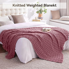 Knitted Weighted Blanket for Adults, 20lbs, Breathable Chunky Knit, Cooling for Hot Sleepers, Christmas Home Decor (Pink) 70' x 90''