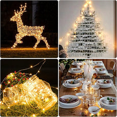 Rechargeable Fairy Lights Battery Operated, 33ft 100 LEDs String Lights with Remote, Waterproof, Mini Twinkle Lights for Bedroom, Christmas, Wedding, Indooor Outdoor Decor, Warm White