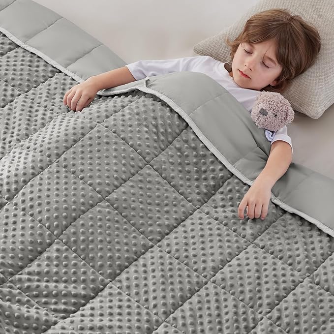 anfie Weighted Blanket Kids(48"x72" 6lbs) Weighted Blanket Cooling Blanket for Sleeping,Throw Size Breathable Blanket with Premium Glass Bead(Grey)