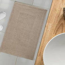 Avalon Towels Beige Bath Mat - 100% Cotton Set of 2 Absorbent Bathmat - Bathroom Mats Quick Dry Bath Mats for Bathrooms (22x34 Inches)