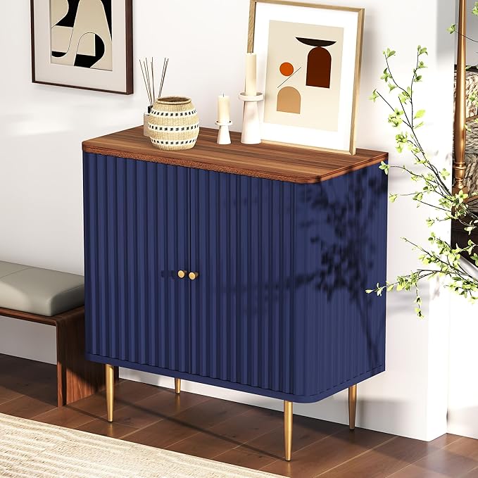 32" Sideboard Buffet Cabinet with Storage,Modern Accent Cabinet with 2 Door and Removable Shelves,Credenza Buffet Table for Living Room,Dinning Room,Entryway,Blue