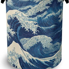 Ocean Wave Laundry Basket,Japanese Foldable Oxford Cloth Tote Bag Laundry Hamper Clothes Storage Bucket Organizer for Bedroom Laundry Storage Dormitories 16