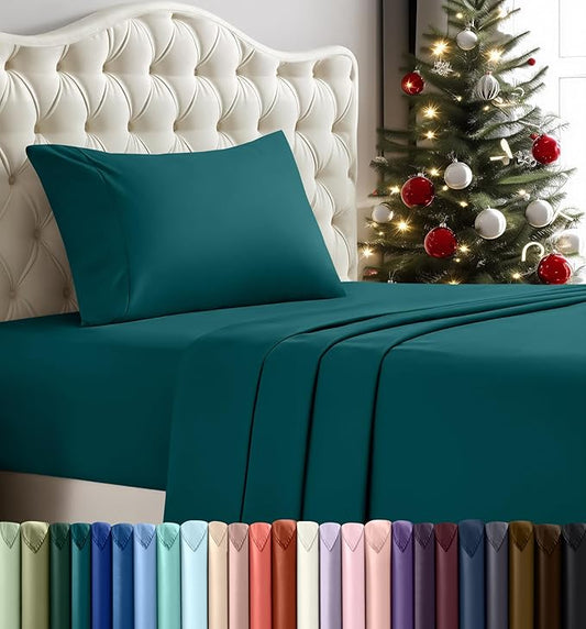 Utopia Bedding Twin Bed Sheets Set - 3 Piece Bedding - Brushed Microfiber - Shrinkage and Fade Resistant - Easy Care (Teal Green)