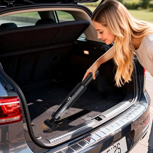 Car Vacuum, Handheld Cordless Vacuum 19000Pa, 4-in-1 Mini Portable Cleaner with Green LED Detection Light, 2 Modes for Car, Home, Office, Desk & Keyboards, Rechargeable, Washable Filter