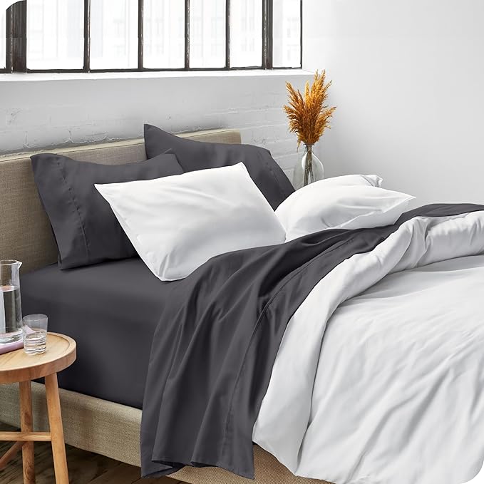Bare Home Ultra-Soft Full XL Sheet Set - Luxury 1800 - Hydro-Brushed - Deep Pockets - Easy Fit - 4 Piece Set - Bedding Sheets & Pillowcases (Full XL, Forged Iron Grey) BareHome