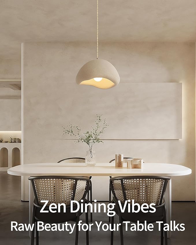 MODIVO 11.8in Wabi Sabi Pendant Light,Plug in Hanging Light Fixture Bulb Included,Japandi Decor Japanese Lamp for Kitchen,Living Room,Dining Room,Bedroom,Island White Chandelier