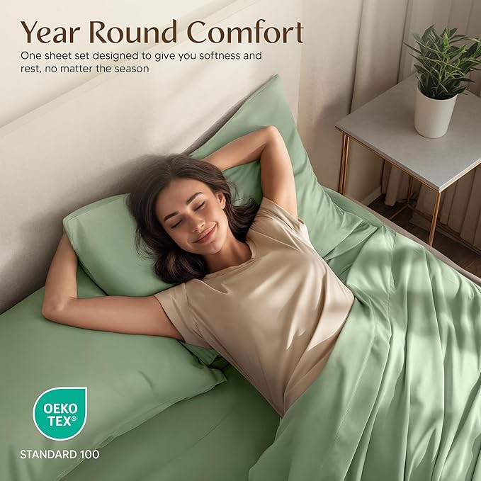 Utopia Bedding Queen Sheet Set – 4 Piece Bed Sheets for Queen Size Bed, Soft and Breathable Microfiber, Includes 1 Fitted Sheet, 1 Flat Sheet and 2 Pillowcases (Sage)