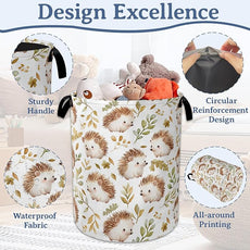 Cute Hedgehog Laundry Basket,Oxford Cloth Laundry Hamper With Handle Foldable Portable Clothes Storage Basket for Laundry Room/Bedroom/Bathroom 20.8