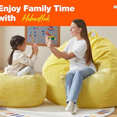 Hobestluk 4.5FT Bean Bag Chair Giant Bean Bag Chair with Filler Included Adult Bean Bag Chairs with Removable Cover for Bedroom Living Room - (Jumbo, Yellow)