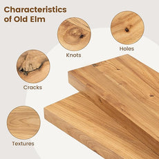 Elm Floating Shelves for Wall Decor, Rustic Solid Wood Shevles Wall Mounted with Invisible Bracket for Living Room Bathroom Bedroom Kitchen, 48 Inch Set of 1, Natural