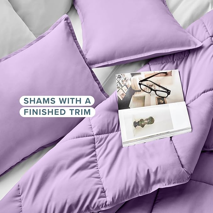Bare Home Comforter Set - Full Size - Ultra-Soft - Goose Down Alternative - Premium 1800 Series - All Season Warmth (Full, Lavender)