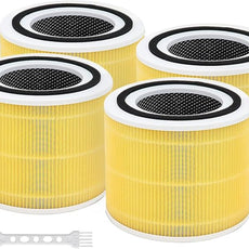 4 Pack Core 300/Core P350 Compatible with LEVOIT Core P350/Core 300 and Core 300S, Grade True Filter High-Efficiency Activated Carbon, Compare to Part # Core 300-RF (Yellow-4 Pack)