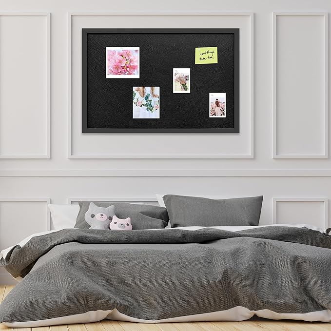 13.3x17.7 Inch Cork Board for Wall Hanging with Linen, Bulletin Board with Push Pins, Mounted Memo Message Board for Home Office Decor, Dorm Room Essentials, Classroom Organization