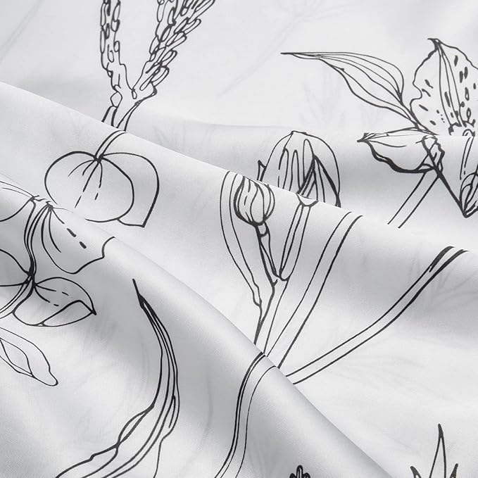 EXQ Home Pillowcase Silky Satin Pillowcase for Hair and Skin,Soft Cooling Printed Pillow Cases Queen Size Set of 2 Satin Pillow Case with Envelope Closure Flowers with White Background