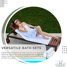 100% Cotton Bath Towel Set of 12-4 Bath Towels, 4 Hand Towels, 4 Wash Cloths, Sustainable, Soft, Highly Absorbent, Combed Cotton 12 Piece Set for Hotels, Spa, Bathroom, Dorm, White