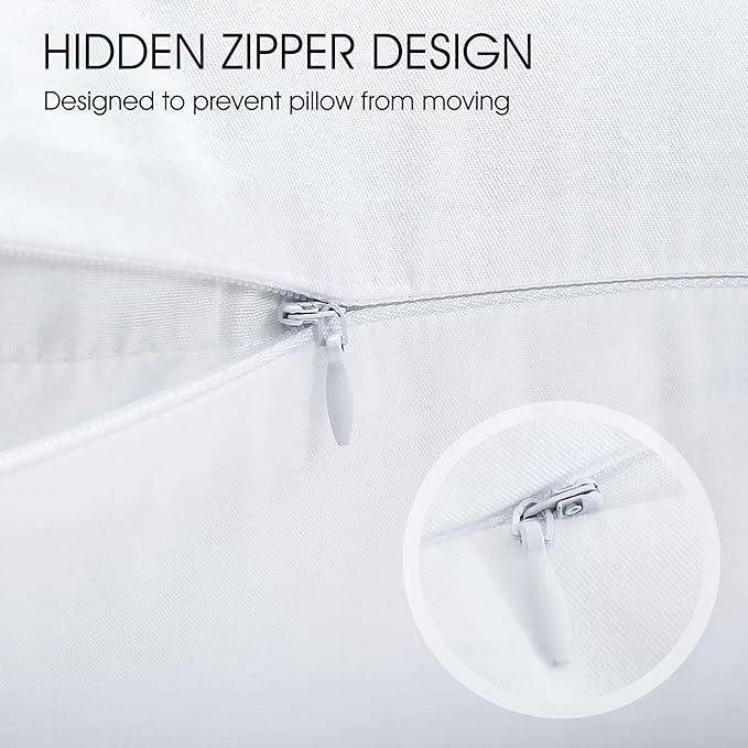 Cotton Pillow Protectors/Cases Queen Size with Zipper 2 Pack White Color,Cooling & Breathable Bed Pillow Protectors Set of 2 Pillow Cases Cover (Queen Size 20" x 30")