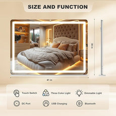 Hasipu Vanity Mirror with Lights and Bluetooth Speaker, 41.3