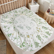 FADFAY Twin Bed Set Girls Bedding Farmhouse Bedding 100% Cotton Floral Bed Sheets Deep Pocket Flower Fitted Sheet Set Cozy House Sheets for All-Season (4Pcs, White, Twin Size)