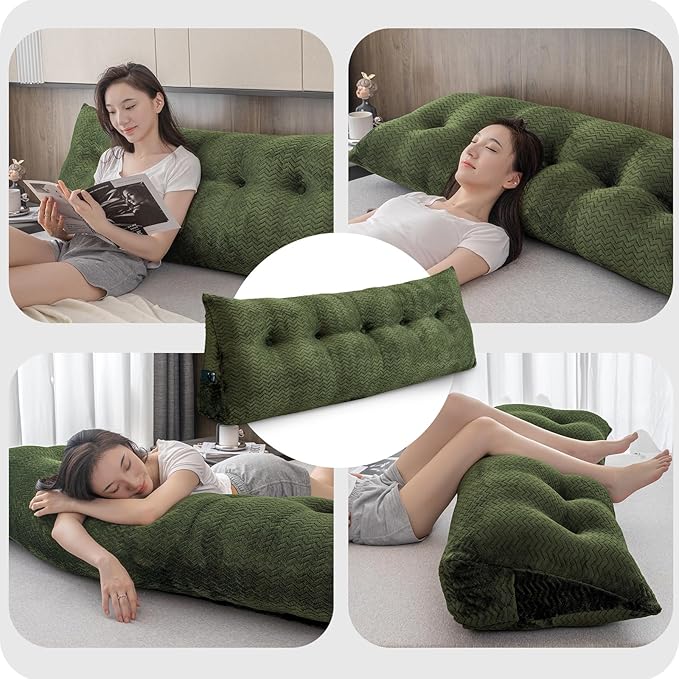 Large Bolster Triangular Headboard Wedge Backrest Positioning Support Bed Rest Reading Pillows Headboard Wedge Pillows for Day Bed with Removable Cover