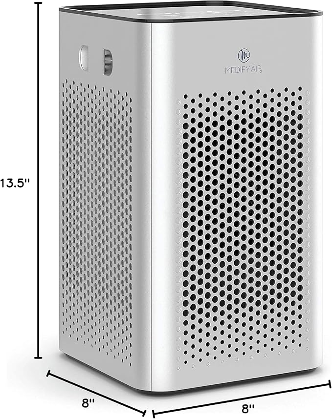 Medify MA-25 Air Purifier with True HEPA H13 Filter | 825 ft² Coverage in 1hr for Allergens, Smoke, Wildfires, Odors, Pollen, Pet Dander | Removal to 0.1 Microns | Silver, 1-Pack