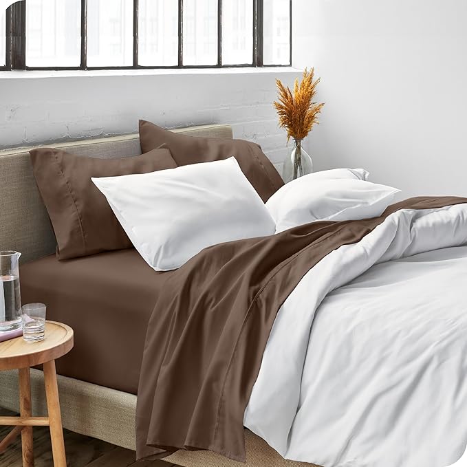 Bare Home Twin XL Sheet Set - College Dorm Size - Luxury 1800 Ultra-Soft Microfiber Twin Extra Long Bed Sheets - Deep Pockets - Easy Fit - Extra Soft - 3 Piece Set - Bed Sheets (Twin XL, Cocoa)