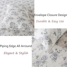 FADFAY Rose Sheets Set King Rustic Peony Floral Bedding Botanical Leaves Sheets Vintage Farmhouse Bedding 100% Cotton Ultra Soft Breathable Collection with Deep Pocket Fitted Sheet 4Pcs, King Size
