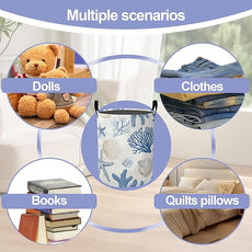 Vintage Starfish Laundry Basket, Shells Oxford Cloth Laundry Hamper With Handle Foldable Portable Clothes Storage Basket Storage Bag For Laundry Room/Bathroom/Bedroom/Dormitories