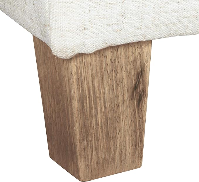 Homepop Home Decor | K7342-F2067 | Classic Square Storage Ottoman with Lift Off Lid | Ottoman with Storage for Living Room & Bedroom, Cream Woven