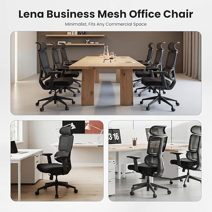 EUREKA ERGONOMIC Lena Mesh Office Chair, Ergonomic Office Chair, High Back Desk Chair with Oversized Headrest, Home Office Desk Chairs for Home & Ofiice, Work Chair, Black