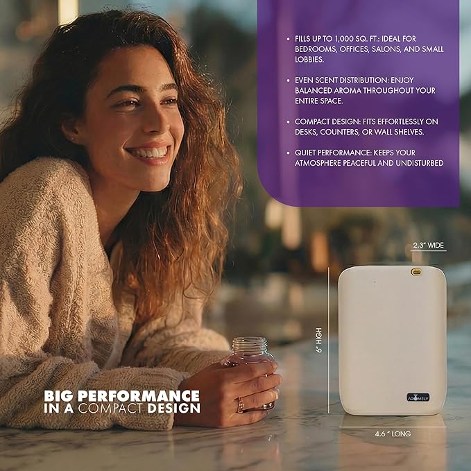 Smart Nebulizing Aromatherapy Scent Diffuser - Waterless Aroma Machine Perfect Air Freshener for Hotel Rooms, Homes or Offices, App Controlled Perfect Aroma Diffuser Up to 1,000 SQFT - White