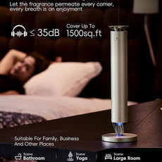 Waterless Scent Diffuser Starter Kit - 1500 Sq Ft Coverage, Alloy Atomization System,Mood Light,Smart Rechargeable Hotel Scent Diffuser, Including 120ml Essential Oil, for Home,Large Room,Spa,Silver