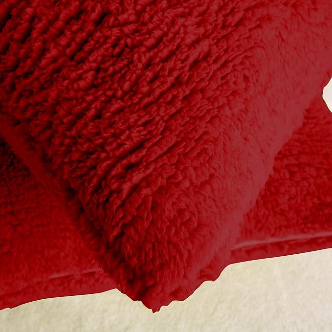 Reafort Ultra Soft Sherpa Body Pillow Cover/Case with Zipper Closure 21"x54" (21"x54" Body Pillow Cover, Red)