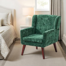 Accent Chair Button-Tufted Upholstered Living Room Chairs Comfy Reading Chair Mid Century Modern Chair with Linen Fabric Lounge Arm Chairs for Living Room Bedroom（Green）