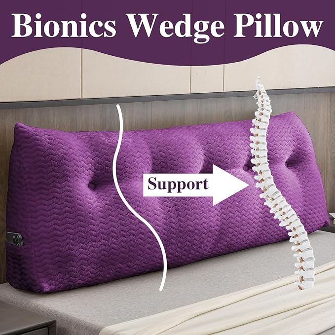 Large Bolster Triangular Headboard Wedge Backrest Positioning Support Bed Rest Reading Pillows Headboard Wedge Pillows for Day Bed with Removable Cover