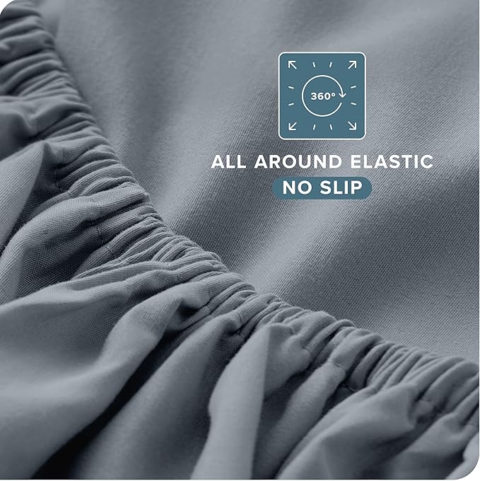 Bare Home Full Extra Long Sheet Set - 1800 Ultra-Soft Microfiber Full XL Bed Sheets - Double Brushed - Deep Pockets - Easy Fit - 4 Piece Set - Bed Sheets (Full XL, Steel Blue) BareHome