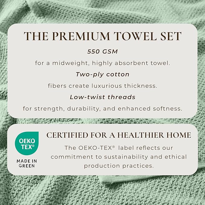 Great Bay Home 100% Cotton Oversized 2 Pack 68x35 Extra Large Towel Set - Absorbent, Quick-Drying, Durable Oversized Bath Sheets for Bathroom Décor (Mineral Blue)
