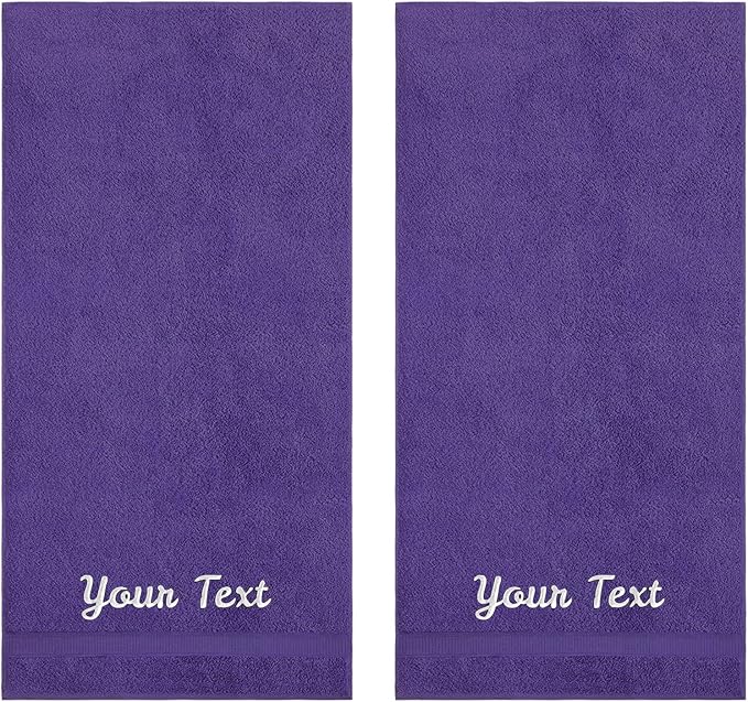 Personalized Towels, Hotel & Spa Quality, Super Soft, Highly Absorbent, 100% Turkish Genuine Cotton Monogrammed 2 Piece Bath Towel Set for Bathroom, Spa, Gym, Shower, Pool, College Dorm, Purple