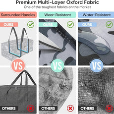 BALEINE Extra Large Storage Tote with Zippers & Carrying Handles, Heavy-Duty Oxford Fabric Moving Bags for Laundry, Space Saving, Storage, Grey Camouflage