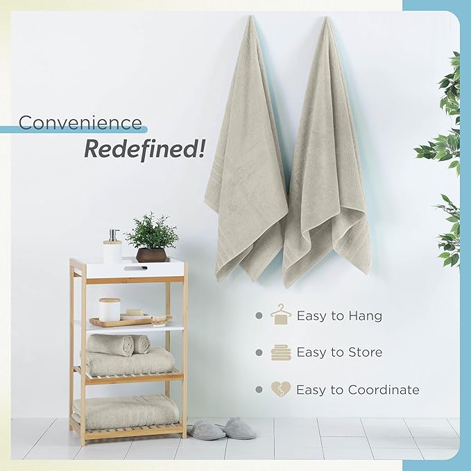 Martex 2-Pack Ultimate Performance Bath Sheet Set – 100% Cotton – 33” x 65” – Extra Large Bath Towels – Versatile – Low-Linting – Supersoft Bathroom Set – Super Absorbent – Easy Care – New Sand