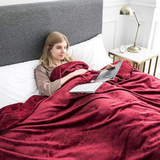 IR Imperial Rooms Fleece Blankets Queen Size 90 x 90 Inches - Super Soft Fluffy Burgundy Throw Blanket for Sofa and Bed - Warm and Cozy Lightweight 400 GSM Microfiber Bed Throws Blankets