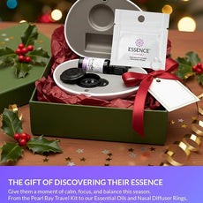 Essence Pearl Travel Case - Wearable Aromatherapy Kit with Nasal Diffuser Rings, Soaking Bay, and 5mL Essential Oil – Portable Wellness Gift Set for On?The?Go Self Care