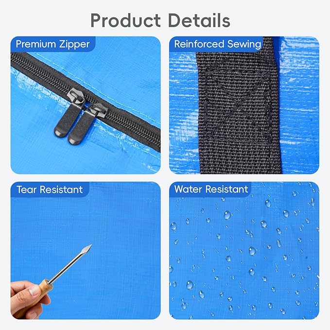 2 Pack Heavy Duty Moving Bags with Backpack Straps & Handles, Large Storage Bags with Zipper for Clothes, College Moving Supplies and Dorm Essentials (24 Gal, Blue)