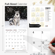 RED EMBER Norweigian Elkhounds 2026 Wall Calendar 12 Month | 12