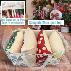 VENO 6 Pack Moving Bags, Large Christmas Storage Bins with lids, Packing Supplies for College, Alternative to Moving Boxes, Foldable, Heavy-Duty Tote, Christmas Pattern (Pastel Forest, 6 Pack)