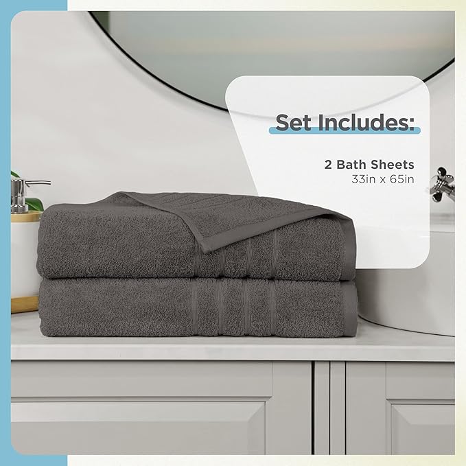 Martex 2-Pack Ultimate Performance Bath Sheet Set – 100% Cotton – 33” x 65” – Extra Large Bath Towels – Versatile – Low-Linting – Supersoft Bathroom Set – Super Absorbent – Easy Care – Eiffel Tower