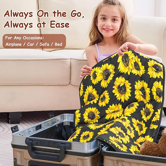 yescool Weighted Lap Blanket 2 Pounds Cooling Weighted Lap Pad, Sunflower Small Weighted Blanket, Weighted Throw Blanket Gift for Travel Indoor Outdoor, 20"x30"