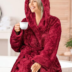 PAVILIA Women Hooded Plush Soft Robe | Fluffy Warm Fleece Sherpa Shaggy Bathrobe