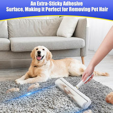 COBETE 14.17in Large Floor Lint Rollers for Pet Hair Extra Sticky, 45in Long Handle Giant Hair Picker Upper from Sticky Mop, for Cleaning Dog Cat Hair Animal Fur Removal Roller Couch Bed Sheet Carpet